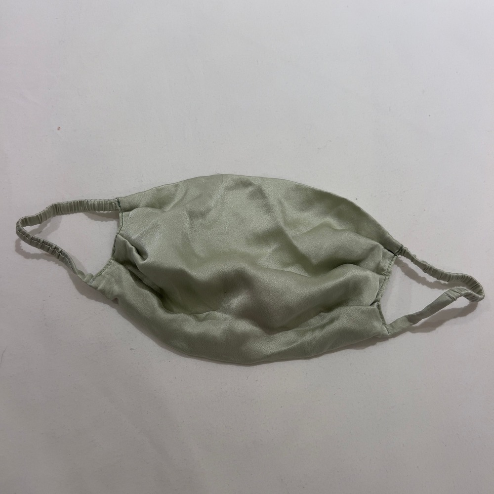 Sage‎ Green Silk Handmade Face Mask  Satin Finish with Elastic Ear Loops
